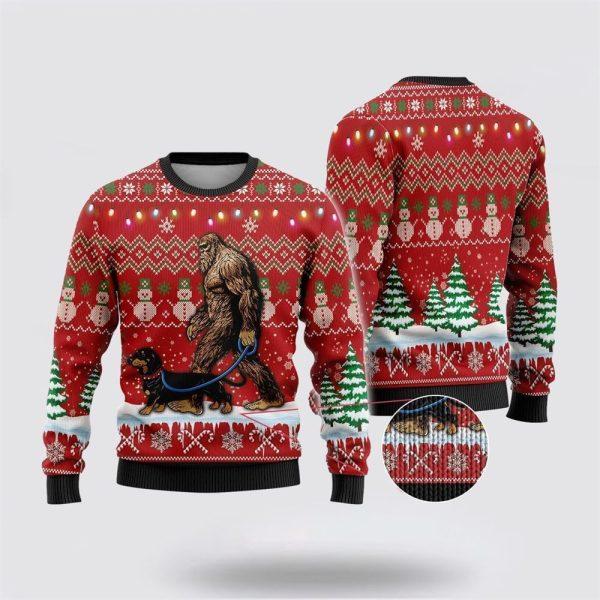 Bigfoot Goes To Spend Christmas With Husky Ugly Christmas Sweater – Best Gift For Christmas