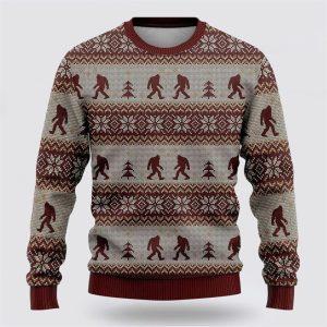 Bigfoot Red And Gray Pattern Ugly Christmas…