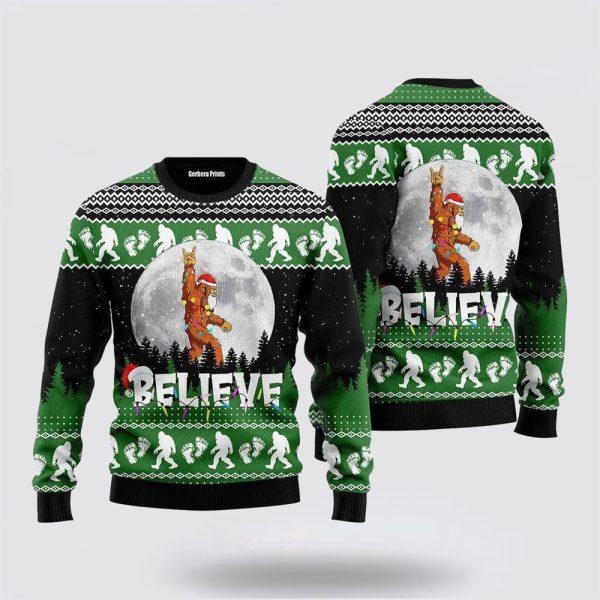 Bigfoot Santa Claus Christmas Moon Night Ugly Christmas Sweater – Best Gift For Christmas