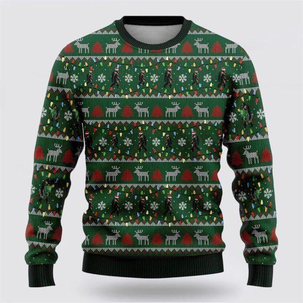 Bigfoot Santa Claus Green Pattern Ugly Christmas Sweater – Best Gift For Christmas