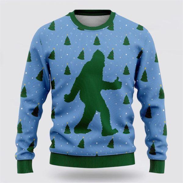 Bigfoot Sasquatch Funny Blue Pattern Ugly Christmas Sweater – Best Gift For Christmas