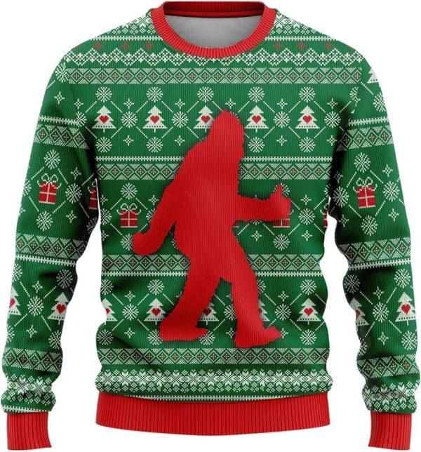 Bigfoot Sasquatch Funny Green Pattern Ugly Christmas Sweater – Best Gift For Christmas