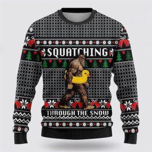 Bigfoot Squatching Duck Ugly Christmas Sweater –…