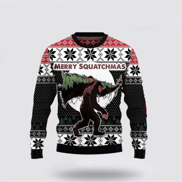 Bigfoot Squatchmas Ugly Sweater Cozy Knit Wool Sweater For Festive – Gifts For Bigfoot Lovers