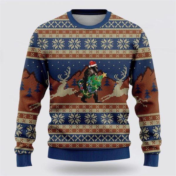 Bigfoot Wearing Christmas Hats Ugly Christmas Sweater – Best Gift For Christmas