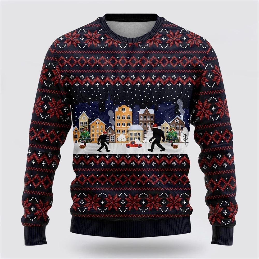 Bigfoot Winter City Ugly Christmas Sweater – Best Gift For Christmas