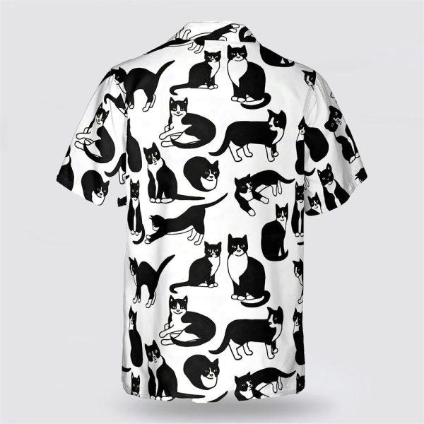 Black ANd White Cat Active Pattern Hawaiin Shirt – Pet Lover Hawaiian Shirts