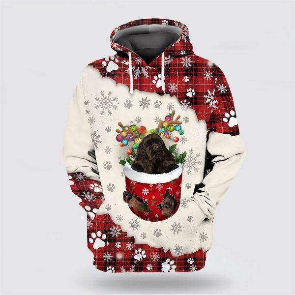 Black American Cocker Spaniel In Snow Pocket Merry Christmas All Over Print 3D Hoodie – Dog Lover Christmas Hoodie