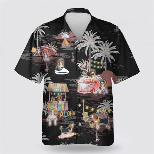 Black Beagle On The Beach Pattern Hawaiian Shirt – Gift For Pet Lover
