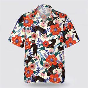 Black Cat And Red Flower Pattern Hawaiin…