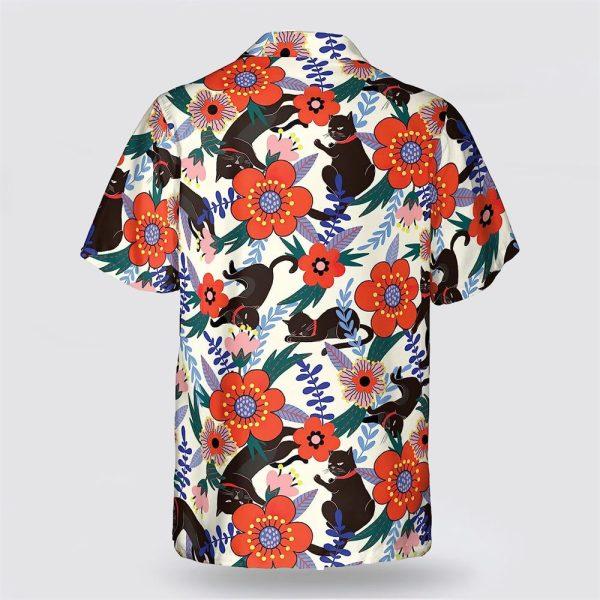 Black Cat And Red Flower Pattern Hawaiin Shirt – Gifts For Pet Lover