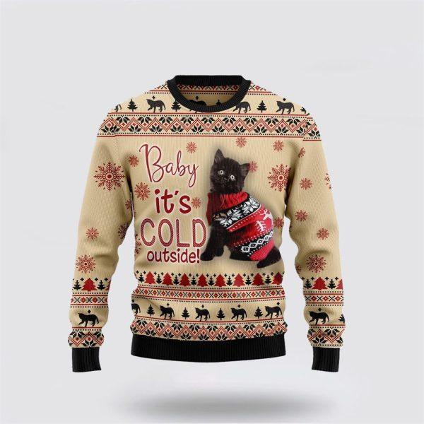 Black Cat Baby Ugly Christmas Sweater – Cat Lover Christmas Sweater