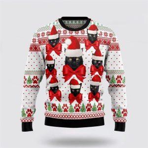 Black Cat Ball Ugly Christmas Sweater –…