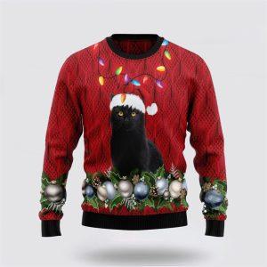 Black Cat Christmas Beauty Ugly Christmas Sweater…