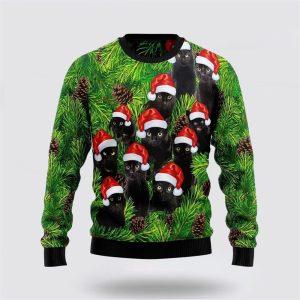 Black Cat Christmas Tree Ugly Christmas Sweater…