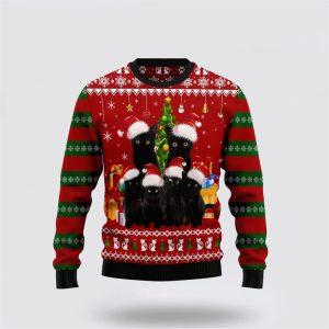 Black Cat Family Christmas Ugly Christmas Sweater…
