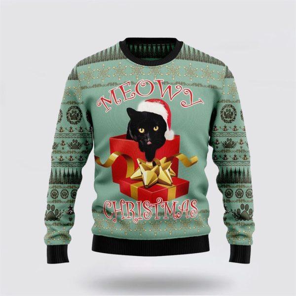 Black Cat Gift Ugly Christmas Sweater – Cat Lover Christmas Sweater