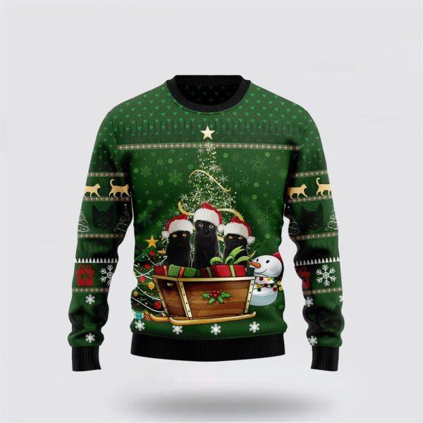 Black Cat Group Xmas Funny Family Ugly Christmas Sweater – Cat Lover Christmas Sweater