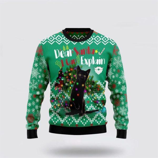 Black Cat I Can Explain Ugly Christmas Sweater – Cat Lover Christmas Sweater