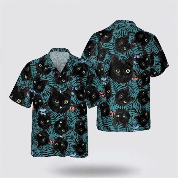 Black Cat In The Green Tropic Pattern Hawaiin Shirt – Pet Lover Hawaiian Shirts