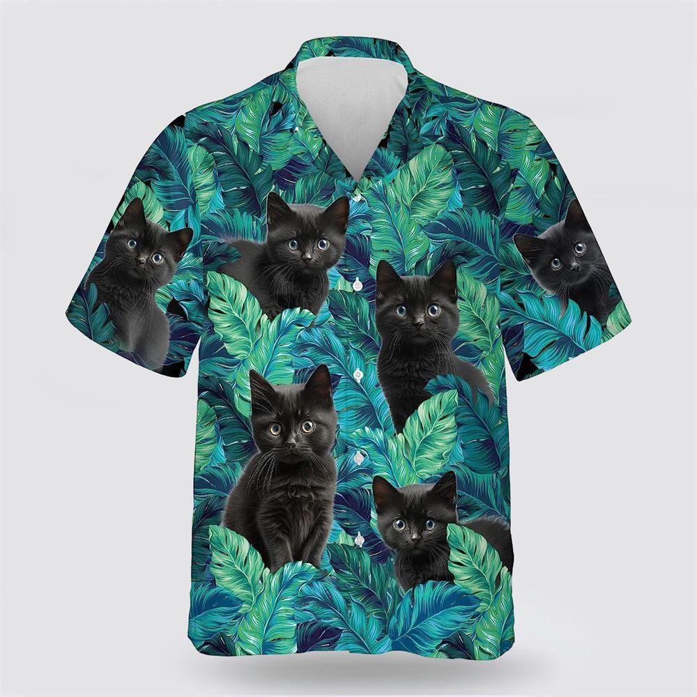 Black Cat Is So Cute In The Tropic Pattern Hawaiin Shirt – Gifts For Pet Lover