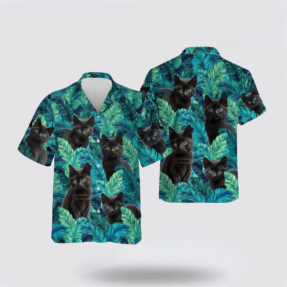 Black Cat Is So Cute In The Tropic Pattern Hawaiin Shirt – Gifts For Pet Lover