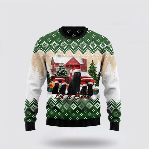 Black Cat Let It Snow Ugly Christmas Sweater – Cat Lover Christmas Sweater