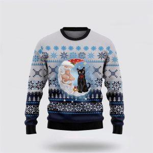 Black Cat Love Santa Moon Ugly Christmas…