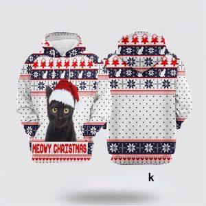 Black Cat Meowy Christmas All Over Print Hoodie Cat Lover Christmas Hoodie 2