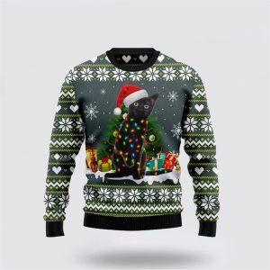 Black Cat Merry And Bright Ugly Christmas…
