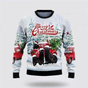 Black Cat Merry Christmas Ugly Christmas Sweater…
