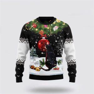Black Cat Mirror Ugly Christmas Sweater –…