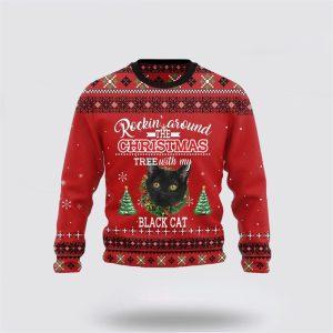 Black Cat Rockin Funny Family Ugly Christmas…