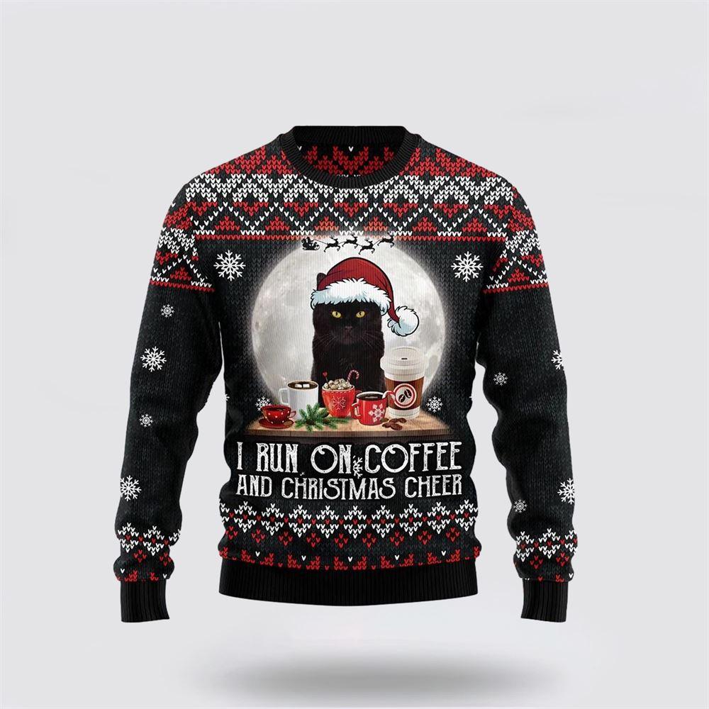 Black Cat Run On Coffee Ugly Christmas Sweater – Cat Lover Christmas Sweater Black Cat Run On Coffee Ugly Christmas Sweater – Cat Lover Christmas Sweater