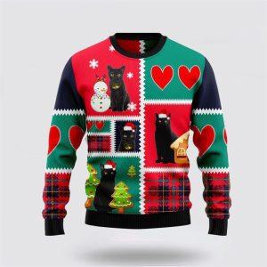 Black Cat Snow Ugly Christmas Sweater –…