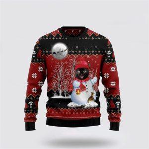 Black Cat Snowman Ugly Christmas Sweater –…