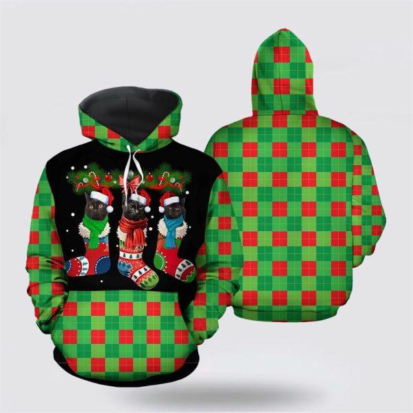 Black Cat Socks Christmas All Over Print Hoodie – Cat Lover Christmas Hoodie