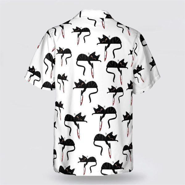 Black Cat With Knife Pattern Hawaiin Shirt – Gifts For Pet Lover