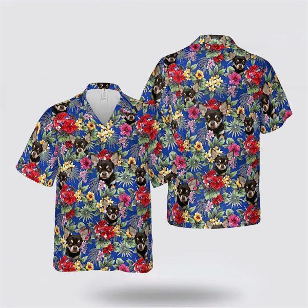 Black Chihuahua With Flower Pattern Hawaiin Shirt – Gift For Pet Lover