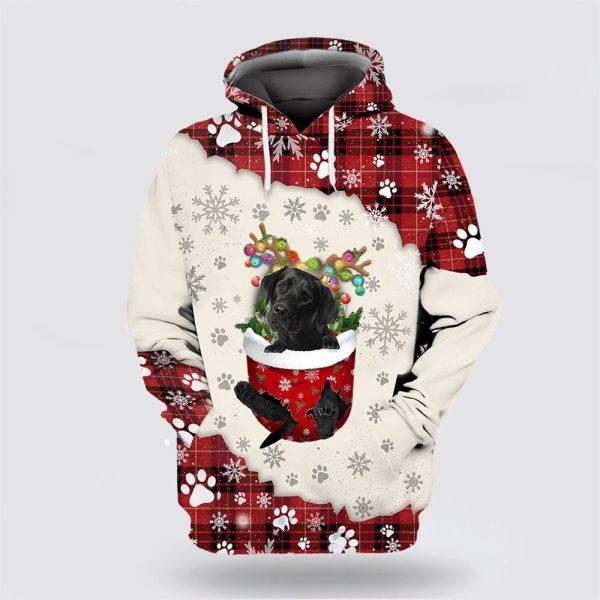 Black Labrador In Snow Pocket Merry Christmas All Over Print 3D Hoodie – Dog Lover Christmas Hoodie