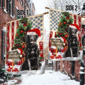 Black Labrador Retriever Dog Christmas American Flag 2
