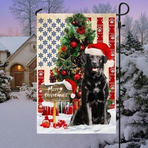 Black Labrador Retriever Dog Christmas American Flag 3