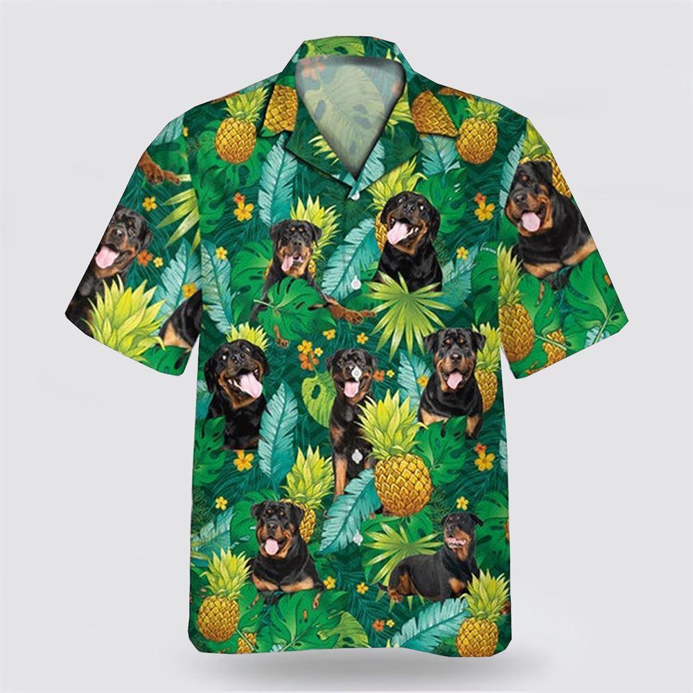 Black Rottweiler On Leaves Green Background Hawaiin Shirt – Gift For Pet Lover Black Rottweiler On Leaves Green Background Hawaiin Shirt – Gift For Pet Lover