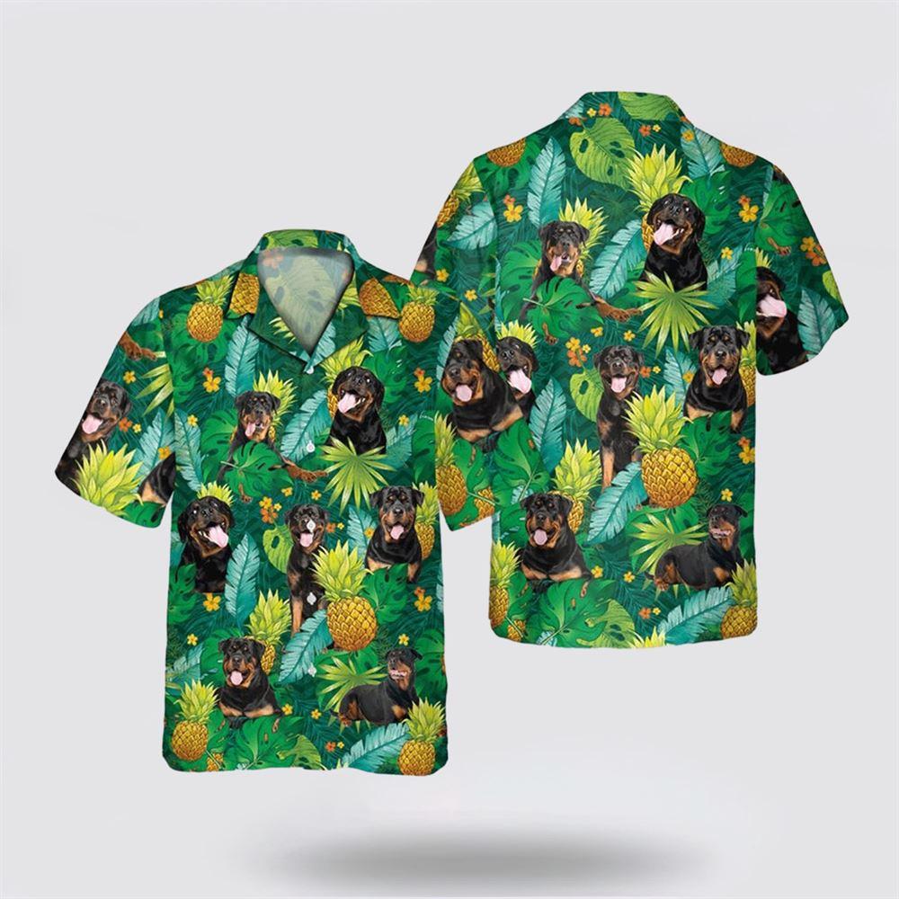 Black Rottweiler On Leaves Green Background Hawaiin Shirt – Gift For Pet Lover Black Rottweiler On Leaves Green Background Hawaiin Shirt – Gift For Pet Lover