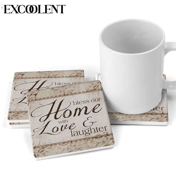 Bless Our Home With Love And Laughter Blessed Stone Coasters – Coasters Gifts For Christian