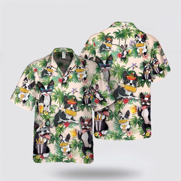Boston Dog Flower With Beer Tropic Pattern Hawaiian Shirt – Gift For Pet Lover