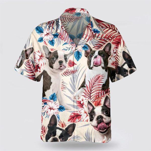 Boston Terrier On The Red Flower Tropic Background Hawaiian Shirt – Pet Lover Hawaiian Shirts