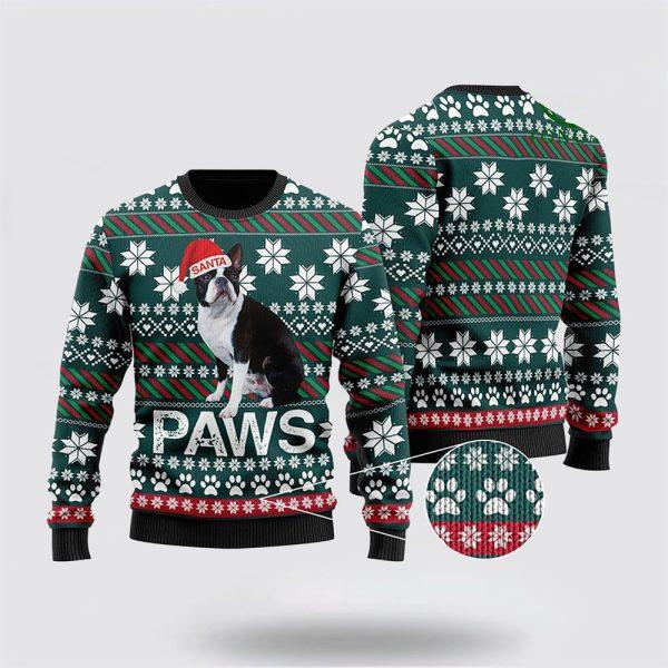 Boston Terrier Santa Printed Christmas Ugly Sweater – Pet Lover Christmas Sweater