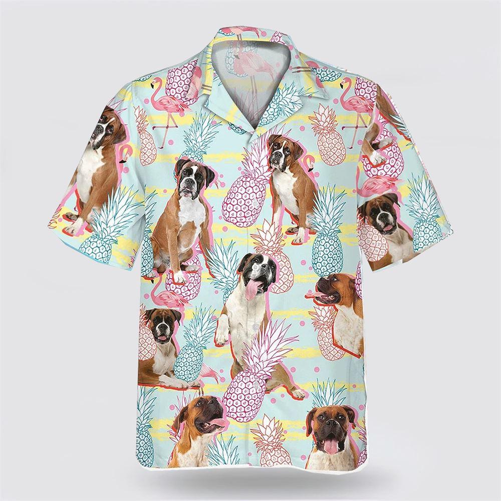 Boxer Pineapple Pattern Hawaiian Shirt – Gift For Dog Lover Boxer Pineapple Pattern Hawaiian Shirt – Gift For Dog Lover