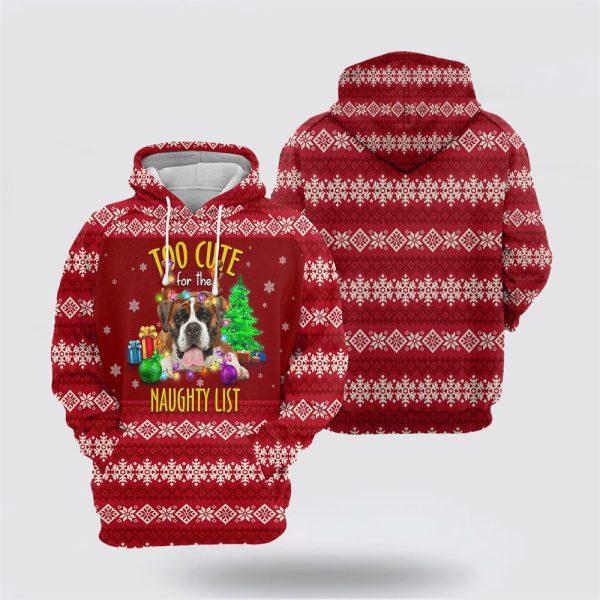 Boxer Too Cute Christmas All Over Print 3D Hoodie – Pet Lover Christmas Hoodie